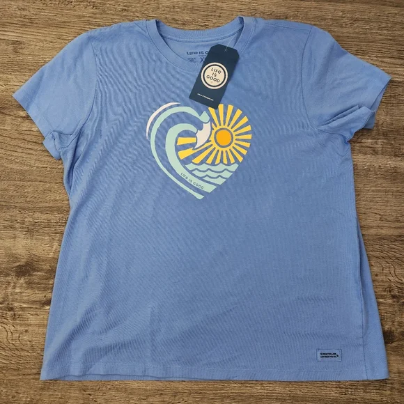 Life Is Good Womens Waveheart Crusher Tee Short Sleeve Size XL Blue NEW - Picture 7 of 7